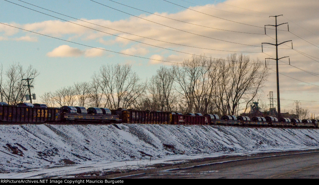 Gondolas and Coil Steel Cars in the yard